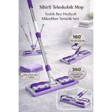 Berdina Home Sihirli Mop Yedek Bez Hediyeli Yer Mopu Fayans Duvar Yüzey Temizlik Mikrofiber Paspas Mor Renk