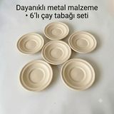 Bereka Metal Çay Tabağı-Bardak Altlığı- Renkli Çay Tabağı-Paslanmaz Kararmaz Renkli Çay Tabağı - Krem