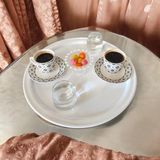 Bereka Metal Sunum Tepsisi, Kahve Tepsisi, Çay Tepsisi, 32 cm Yuvarlak Tepsi - Beyaz