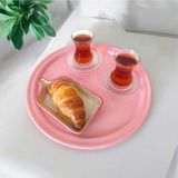 Bereka Metal Sunum Tepsisi, Kahve Tepsisi, Çay Tepsisi, 32 cm Yuvarlak Tepsi - Pembe