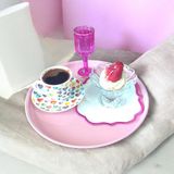 Bereka Metal Tepsi 24 cm Metal Tabak 1 Adet Yuvarlak Çay Kahve Sunum Tepsisi Sunumluk Tabak - Açık Pembe