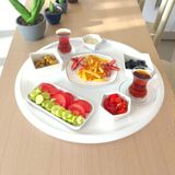 Bereka Paslanmaz Çelik Yer Sofrası 45 cm Sofra Yemek Tepsisi Kahvaltı Tepsisi - Beyaz