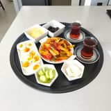 Bereka Paslanmaz Çelik Yer Sofrası 45 cm Sofra Yemek Tepsisi Kahvaltı Tepsisi - Siyah