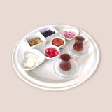 Bereka Sini Tepsi - 50 cm Büyük Boy Metal Çay Kahve Kahvaltı Tepsisi - Krem