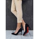 Bereket Kundura 3472 Model 11CM Topuk Bayan Stiletto Ince Topuk Ayakkabı - Siyah Süet