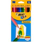 Bereketli Store Bıc Kids Tropicolors 12'li Kuru Boya Kalemi | Canlı Renkler Dayanıklı Boyama Seti - Çok Renkli