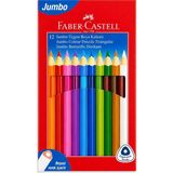 Bereketli Store Faber-Castell 12'li Üçgen Jumbo Boya Kalemi | Canlı Renkler Kolay Tutuşlu Kuru Boya Seti - Çok Renkli