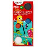 Bereketli Store Fatih 12 Renk Jumbo Sulu Boya Seti 50035 | Büyük Tabletli Çocuk ve Okul Boyası - Çok Renkli