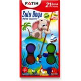 Bereketli Store Fatih K-21 21 Renk Sulu Boya 30 mm Büyük Tablet | Fırçalı Suluboya Seti - Çok Renkli