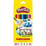 Bereketli Store Play-Doh 12 Renk Kuru Boya Kalemi | Canlı Renkler Kuruboya Seti - Çok Renkli