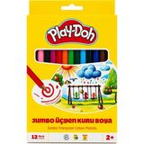 Bereketli Store Play-Doh 12'li Jumbo Üçgen Kuru Boya Kalemi | Canlı Renkler Boyama Seti - Çok Renkli