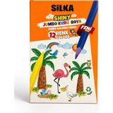 Bereketli Store Silka Shiny 12'li Jumbo Kuru Boya Kalemi | Canlı Renkler Boyama Seti - Çok Renkli