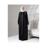 Berel Moda Boydan Fermuar Kapamalı Denye Günlük Oversize Namaz Ferace - Siyah