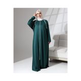 Berel Moda Boydan Fermuar Kapamalı Denye Günlük Oversize Namaz Ferace - Yeşil