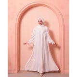 Berel Moda Tesettür Elbise Beyaz 3 Parçalı V Roba Umre ve Özel Günlere Uygun Maxi Boy - Standart