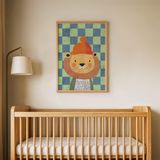 Bereli Sevimli Aslan Çocuk Odası Duvar Posteri Çerçeveli Tablo Duvar Dekorasyonu - 21 x 30 - Ahşap Çerçeveli