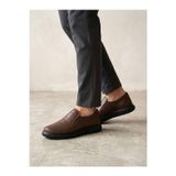 BEREN Erkek Hakiki Deri Kahverengi Bağcıksız Slip-on Casual Günlük Ayakkabı Ortopedik Taban Loafer