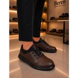 BEREN Erkek Hakiki Deri Kahverengi Esnek Boğazlı Casual Ayakkabı Ortopedik Taban Sneaker 43 335