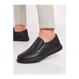 Beren Erkek Hakiki Deri Siyah Bağcıksız Slip-On Günlük Casual Ayakkabı Ortopedik Taban Loafer