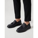 BEREN Erkek Siyah Hakiki Deri Püsküllü Ortopedik Taban Tassel Loafer Ayakkabı 41 A52