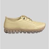 Beren Footwear 701-4 Kadın Hakiki Deri Lazer Baskılı Lastik Bağcıklı Günlük Ayakkabı Bej - Çok Renkli