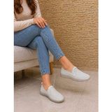 Beren Hakiki Deri Beyaz Kadın Ayakkabı Lazer Delikli Ortopedik Taban Slip-On Casual Günlük Yürüyüş Ayakkabısı - 00 Beyaz