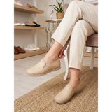 Beren Hakiki Deri Krem/bej Kadın Ayakkabı Ortopedik Taban Düz Slip-On Casual Comfort Ayakkabı - 01-Krem