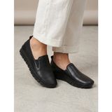 BEREN Hakiki Deri Siyah Kadın Ayakkabı Ortopedik Taban Düz Slip-On Casual Comfort Ayakkabı 700