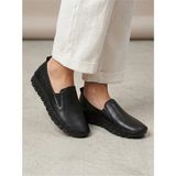 Beren Hakiki Deri Siyah Kadın Ayakkabı Ortopedik Taban Düz Slip-On Casual Comfort Ayakkabı