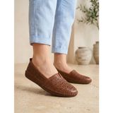 BEREN Hakiki Deri Taba Kadın Babet Ortopedik Taban Lazer Delikli Slip-On Comfort Ayakkabı 39 705-1