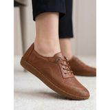 Beren Hakiki Deri Taba Kadın Yürüyüş Ayakkabı Lazer Delikli Ortopedik Taban Elastik Bağcıklı Comfort Sneaker - 00Taba