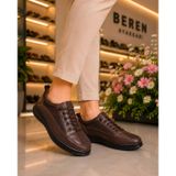 BEREN Kadın Hakiki Deri Kahverengi Casual Ayakkabı Ortopedik Taban Süet Kombin Sneaker 39 290