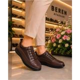 Beren Kadın Hakiki Deri Kahverengi Casual Ayakkabı Ortopedik Taban Süet Kombin Sneaker