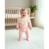 Beren Kız Bebek Fisto Dantel Yakalı Pembe Takım - %100 Pamuklu Sweatshirt ve Aşt Eşofman Seti - 18 - 24 Ay - 0P - Pembe