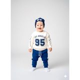 Beren Mevsimlik Erkek Bebek %100 Pamuklu 3'lü Takım Los Angeles Baskılı Şapkalı Sweatshirt Pantolon Takım - 0-Lacivert - 12 - 18 Ay