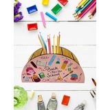 Berenden Deep Creations Ahşap Çocuklar Için Masa Üstü Kalemlik & Organizer PEMBE