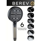 BEREV 6 Fonksiyonlu Duş Başlığı Kolay Montaj Özelliği ile Su Tasarruflu ABS Plastik - Siyah