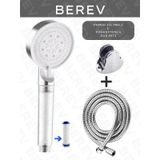 Berev Filtreli 5 Fonksiyonlu Krom Yüksek Basınçlı Ayarlanabilir Duş Başlığı 150 Cm Hortum Mafsallıı Set Krom