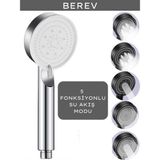 Berev Krom 5 Fonksiyonlu Yüksek Basınçlı Ayarlanabilir Duş Başlığı