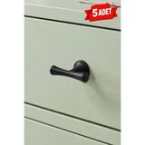 BERFİNO 4032/D/16 Miyon Düğme Siyah Mobilya Dolap Çekmece Kulpu 5’li Paket Mutfak Banyo Vestiyer Düğmesi