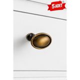 BERFİNO 5 Adet Petra Antik Sarı&Siyah Dolap Düğmesi Mobilya Kulpu Çekmece Kapak Kulbu Mutfak Banyo Vestiyer Düğmesi