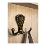BERFİNO 597/Askı/08 Antik Sarı Vestiyer Askısı 5’li Set – Dekoratif Duvar Askılığı, Metal Portmanto Askısı