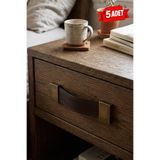 BERFİNO 96 mm Kahverengi Deri Mobilya Kulpu Eskitme Pirinç Ayaklı Dolap Çekmece Kulpu 5'li Set