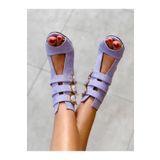 BERFONA ELLAS LİLA SUET TOKALI 5 CM TOPUKLU SANDALET YAZLIK BOT