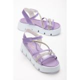 Berfu shoes Yüksek Taban Kız Çocuk Sandalet Şefaf, Cırtlı Taşlı Sandalet
