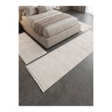 bergama home Modern Dokuma Kabartmalı Yatak Odası Halı Seti - 3'lü Beyaz Yolluk Takımı