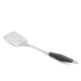 BergHOFF 1105902 mutfak spatulası (oluklu), 18/10 paslanmaz çelik, silikon, koyu gri, 38 x 8,5 x 2,5 cm