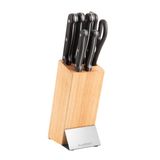 BergHOFF Essentials 6 adet mutfak bıçağı seti ve ahşap dübel bloğu kaymaz taban elle bilenmiş bıçak ergonomik olarak tasarlanmış sap