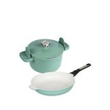 Berghoff Leo Phantom Döküm Yapışmaz Derin Tencere Ve Kızartma Tavası 24 + 28 Cm - Yeşil