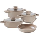 Berghoff Leo Stone Latte Krem Rengi Döküm 7 Parça Tencere Tava Set - Standart